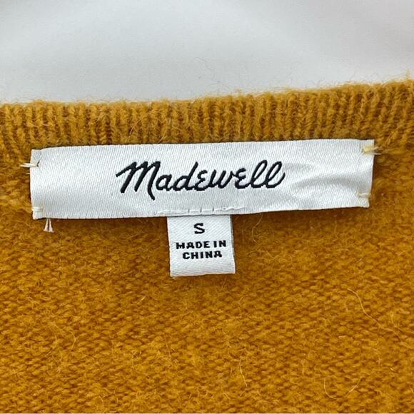 Madewell Mustard Orange Wool Alpaca Blend Boho Open Cardigan Sweater Size Small - Picture 8 of 10